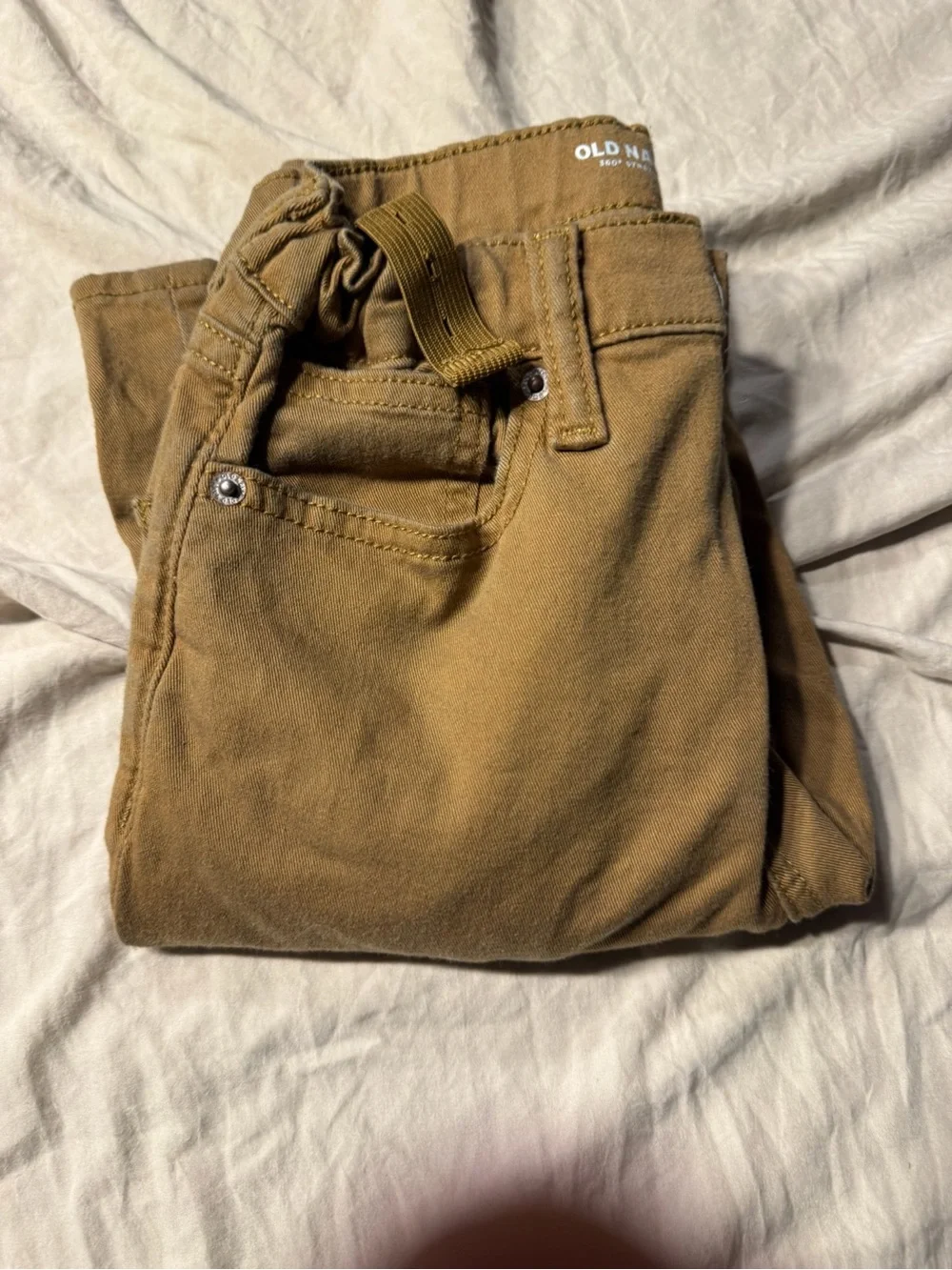 Old Navy Boys 360 Stretch Pants Size 10 Slim Brown Khaki Adjustable Waist